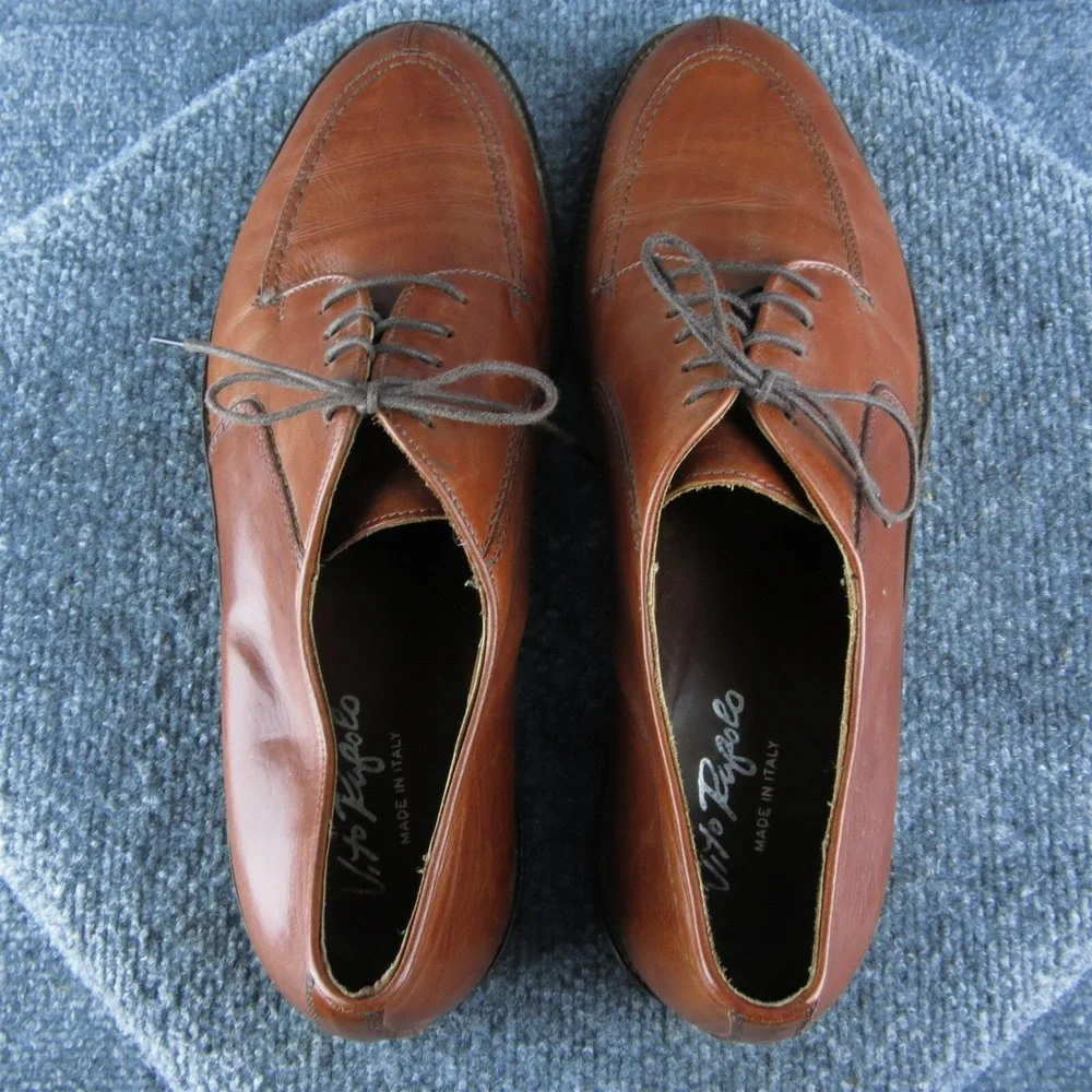 Vito Rufolo Mens Shoes‎ Size 11 Made In Italy Brown Leather Split Oxford Sharp